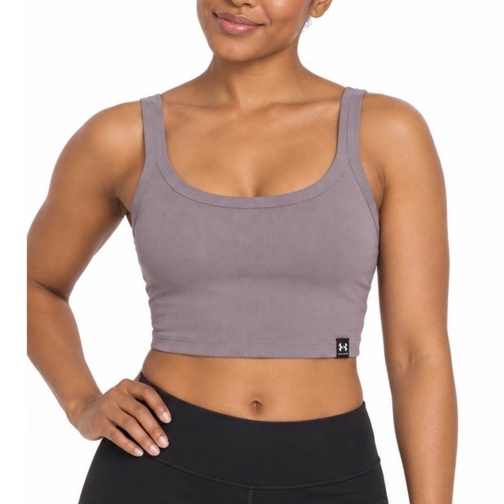 Under Armour Rival Rib Tiny Tank Purple Mauve Crop Top 1390328 New L Gym 110-27